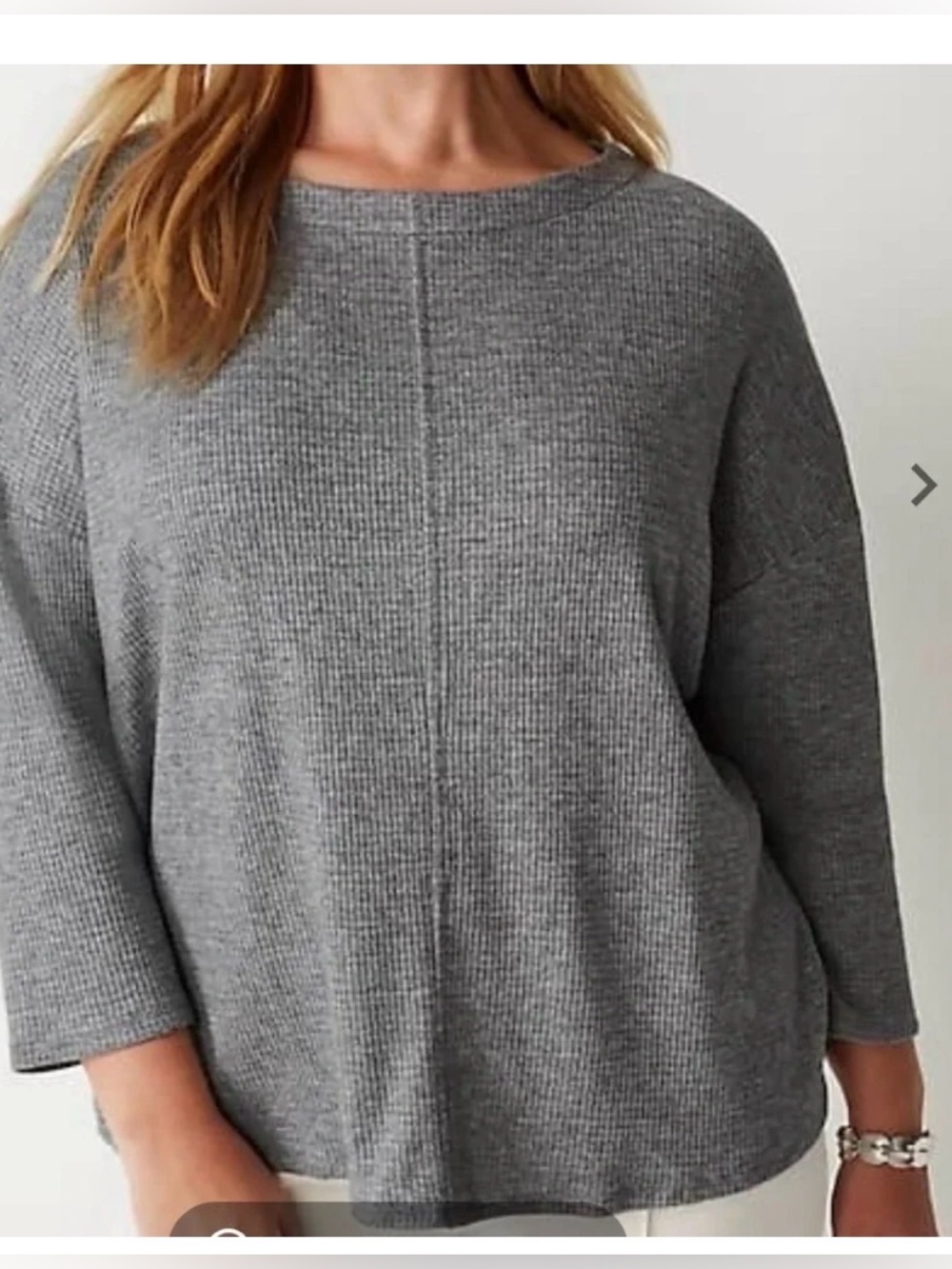 J. Jill Wearever Collection Gray Waffle Knit Boatneck Sweater 3/4 Sleeve Size S